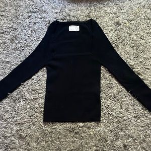 ASOS Design Sweater in rib with square neck in black